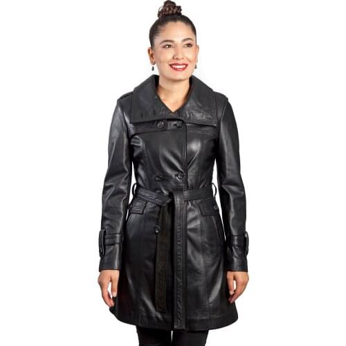 Women Genuine Leather Black Coats Jacket New Spring Winter New Fashion