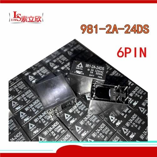 10PCS/lot 100%New Relay 981-2A-24DS 981-2A-24DS-24VDC 981 2A 24DS alternative F4AK024T 6PIN 5A 2 set of normally open
