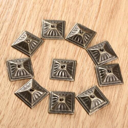10pcs Vintage Square Upholstery Nails Jewelry Case Box Sofa Decorative Tack Stud Pushpin Furniture 21*21mm