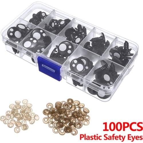 100pcs Plastic Safety Eyes For Doll Animal Soft Toy Making DIY Parts Accessories 8/10/12/14/16mm