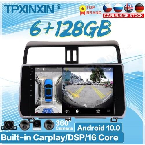 128GB For Toyota Prado 2018 2019 Android 360 HD Auto Surround View Camera Car Multimedia Player Stereo Radio GPS DSP Head Unit