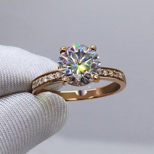14K Rose Gold Moissanite Ring 4 claws Engagement Anniversary Ring High Quality VVS1 excellent cut Moissanite jewelry
