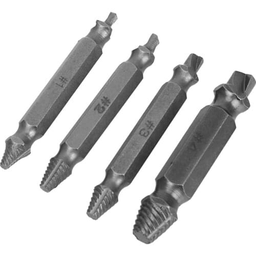 4pcs/set Extractor Tool Set Double Side Damaged Screw Extractor Drill Bit For Metal Damaged Screw Remove Bolt Stud