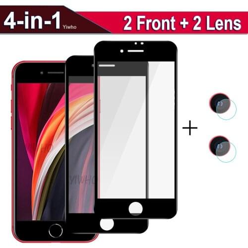 4 in 1 Camera Len Film For iPhone SE 2020 Protective Glass On For iPhone 7 8 Screen Protector Tempered iPhon SE2 iPhone7 iPhone8