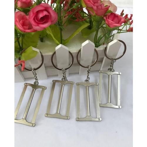 50pcs Novelty Mini Double-sided saw Keychains Metal Spade Keyrings Key Chains Keyfob 3D saw Metal Tool Souvenir keychains