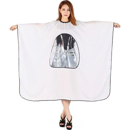63"X55",Extra Long Polyester & Clear PVC ,Salon Barber Gown Cape Hairdressing Hair Cutting Hairdresser Waterproof Cloth (White)