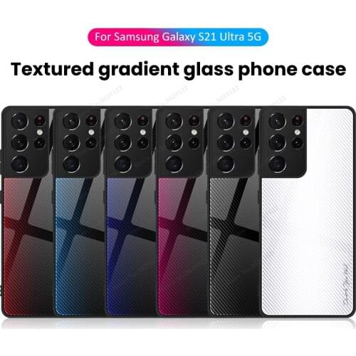 For Samsung S21 Ultra Case Texture Tempered Glass TPU Frame Shockproof Back For Samsung Galaxy S21 Plus Cover Case S21 Coque