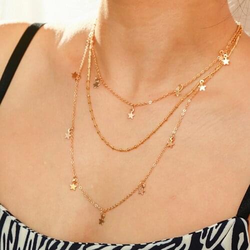 Bohemian Cute Pentagram Choker Necklace For Women Gold Color Clavicle Chain 2020 Fashion Female Choker Jewelry