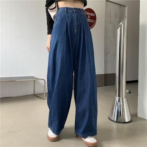 Harem Jeans Women Boyfriend Mom High Waist Jeans Plus Size Vintage Loose Blue Denim Pants Street 2021 Straight Jeans