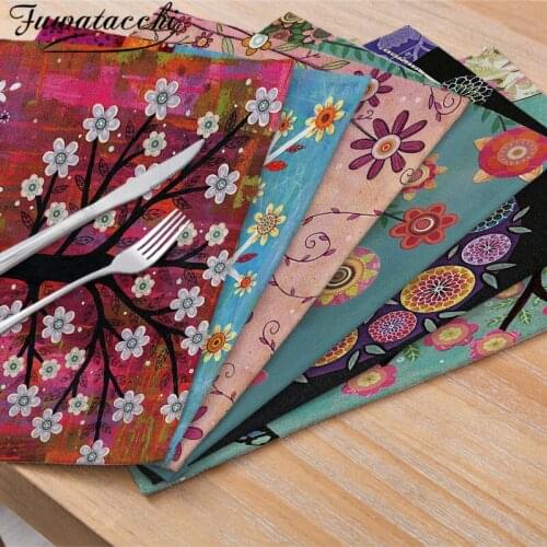 Fuwatacchi Christmas Decor Dining Table Placemats Linen Non-slip Mats Kitchen Decorative Tableware Pad Coaster Xmas Cork Napkins