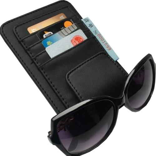 JLEC Car-Styling Leather Card Ticket Clip Holder For Car Roof Glasses Visor Clip Credit Card Storage Holder Interior Accessories