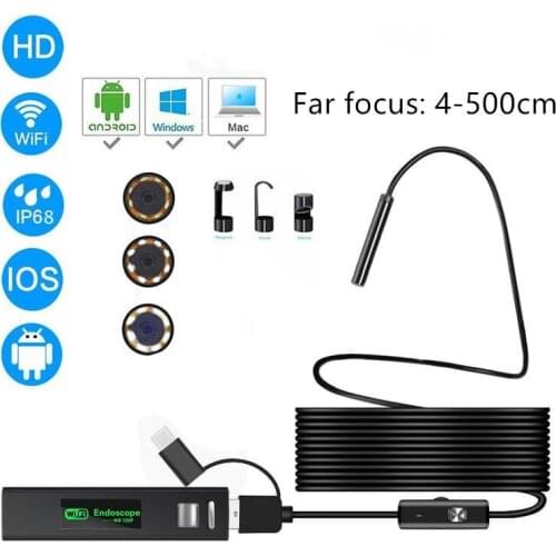 Wifi Flexible Endoscope Camera ip68 Inspection Camera Wireless 3 in 1 Far Focus Borescope for Android Phone Type c Smartphone
