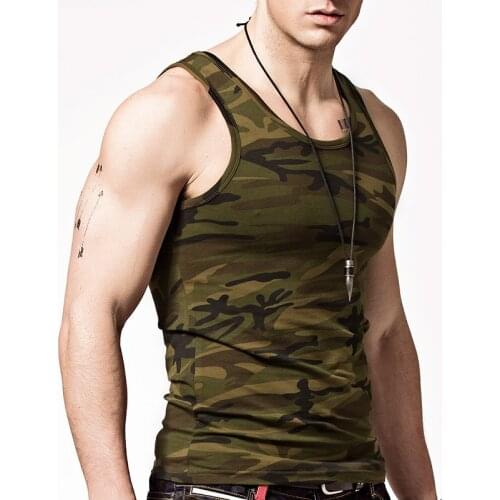 Camouflage Uniforms Army military Uniform Tactical Forces Shirts Mens Fitness Sleeveless Clothing Cotton Dry Fit Elastic Tops