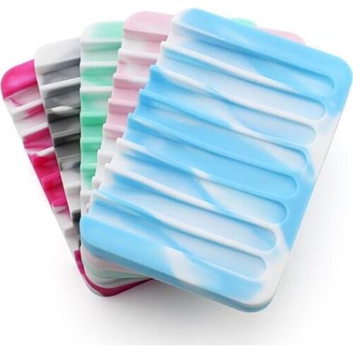 Camouflage Silicone Soap Holder Anti-slip Flexible Soap Dish Plate Holder Tray Draining Soapbox Bathroom Tool