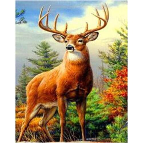 5D DIY Diamond Painting Animal Painting Forest Fawn Scene Picture Square/Round Diamond Cross Stitch Embroidery Decoration WG3132