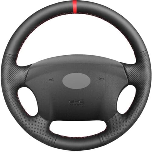 Red Marker Black PU Leather Car Steering Wheel Cover for Hyundai Azera 2005-2010 Sonata NF NFC 2005-2010 Kia Carens 2007-2011