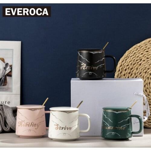 Nordic Ins Light Luxury Marble Mug Office Simple Water Cup Creative Personality Breakfast Ceramic Mug Wine Glass Milk Glass Mug