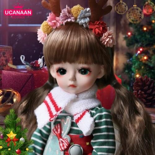 UCanaan BJD Doll 1/6 Ball Jointed Dolls Girls New Year Gift Toy With Outfits Clothes Wig Shoes Makeup Children Christmas Gifts