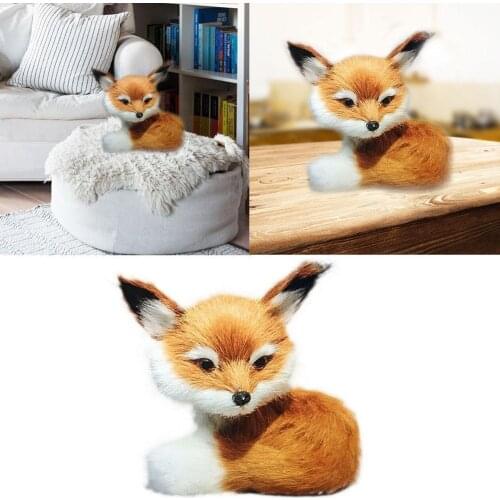 Cute Simulation Fox Toy Mini Squatting Fox Model Home Wedding Birthday Decoration Toys Plush Gift Stuffed V0G3