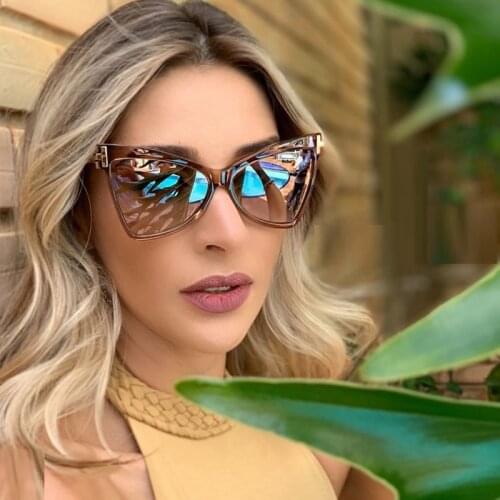 Fashion Modern Cat Eye Sunglasses Women One Piece Shades Men Vintage Brand Design Oversized Tom Sun Glasses Men Oculos De Sol