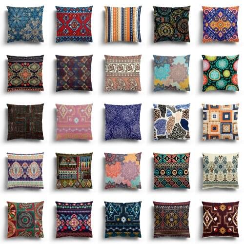 Geometric modern national wind short plush pillowcase car sofa waist toss cushion cover home pillowcase 40/45/50/60cm