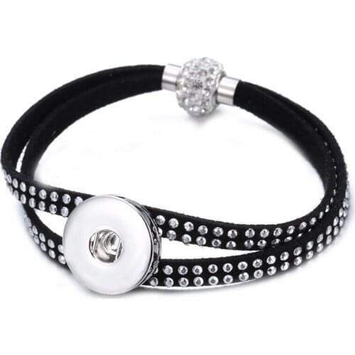 New Fashion crystal Bracelet bangle 18mm snap button jewelry wholesale XH2730