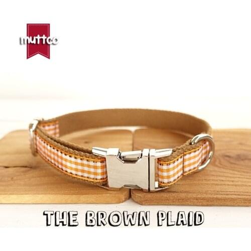 MUTTCO retailing England style collar THE BROWN PLAID dog collar 5 sizes UDC013