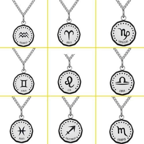 Titanium Steel Constellation Pendant Necklaces for Women Boys Taurus Capricorn Scorpio Zodiac Symbol Necklace Birthday Jewelry