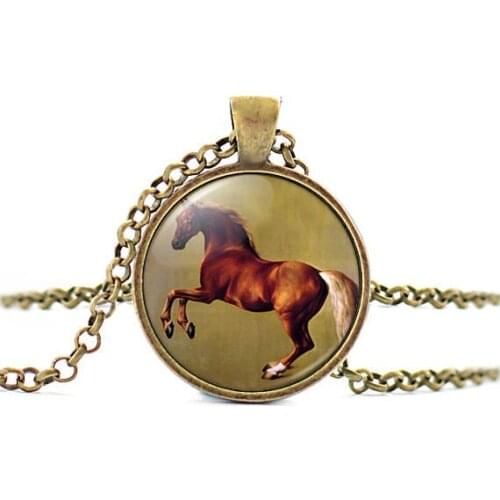 New Fashion Horse Necklace Running Pendant Glass Photo Jewelry Novel Vintage Animal Necklaces Unisex HZ1