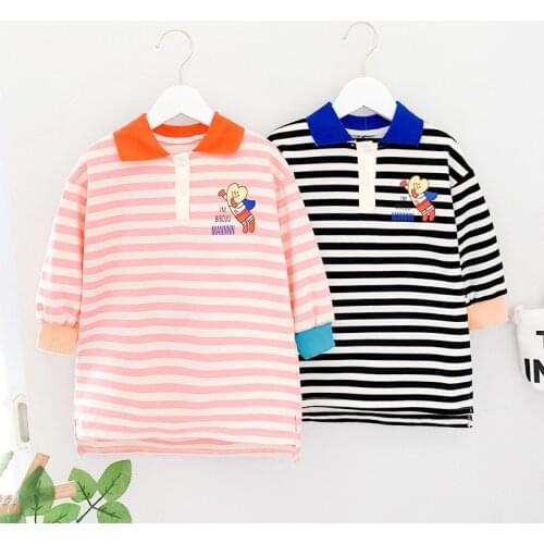 Girls Polo Dress Children Autumn Korean Style Striped Fashion Clothing Spring Female Baby Leisure Holiday Sweater Dresses