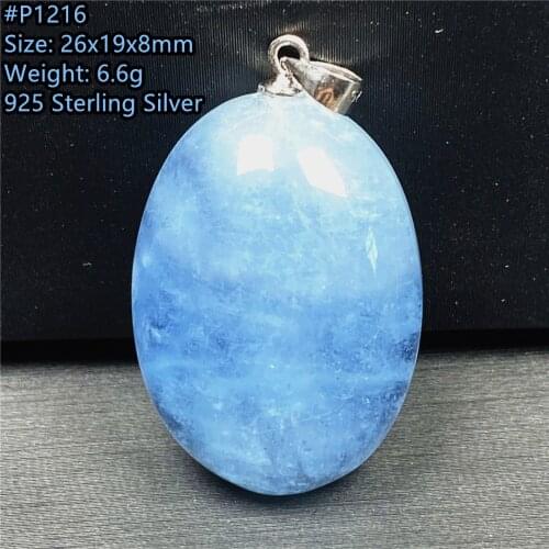 Natural Blue Aquamarine Pendant For Woman Man 32x23x12mm Gemstone Clear Water Drop Beads Silver Necklace Pendant Jewelry AAAAA