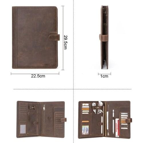 Portfolio Case For Ipad Pro 10.5 11 inch Cases Retro Crazy Horse Leather Multi-function Sleeve Tablet Holster Protective Shell
