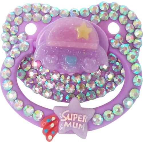 Handmade purple adult nipple dummy ABDL silicone nipple spaceship planet nipple adult size cute beautiful gemstone nipple DDLG