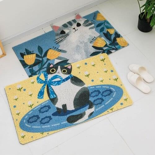Cartoon cat PVC floor mat household non slip entering the door door mat rubbing hallway kitchen bathroom waterproof foot rug