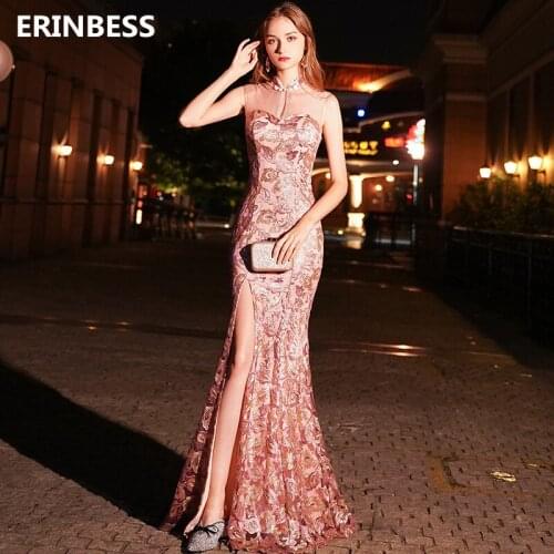 Sexy Mermaid Evening Dress Robe Longue Vestido De Festa High Neck Evening Dresses Long Dress 2019 Party Gowns Robe De Soiree