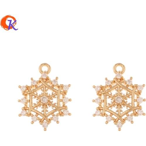Cordial Design 50Pcs 14*18MM DIY Jewelry Making/CZ Charms/Hand Made/Snowflake Shape/Pendant/Jewelry Accessories/Earring Findings