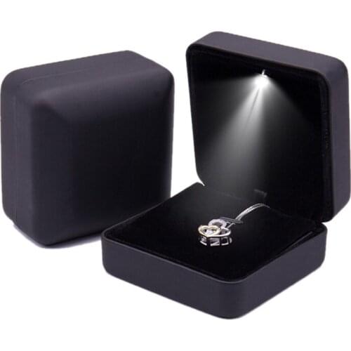 Wedding Ring Box Jewelry Packaging Display Men Womens Pendant Jewellery Storage Case with LED Light