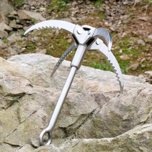 Outdoor Stainless Steel Survival Folding Grappling Hook Climbing Claw Accessories Gravity Hook Chain Car Traction Rescue