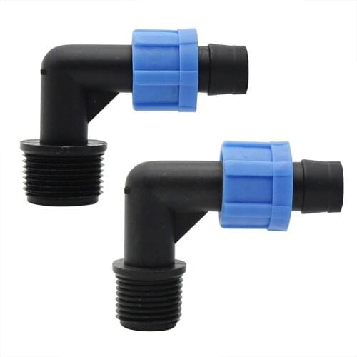 16mm 90 Degree Elbow Pipe Connector with Thread Lock Agriculture tools Greenhouse Irrigation Drip Tape joints 20 Pcs