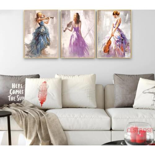 Modern Abstract Portrait Posters and Prints Wall Art Canvas Painting the Violin Player Decorative Pictures for Living Room Decor