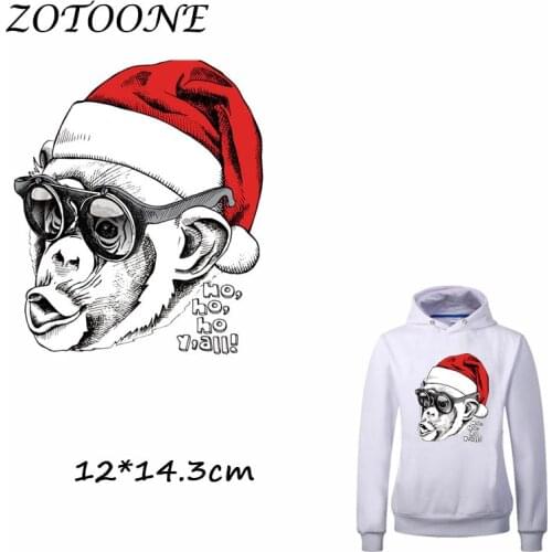 ZOTOONE Iron on Stickers Patches for Clothes Rapper Monkey Patch DIY Accessory Heat Transfer Stickers Appliques Christmas Gift