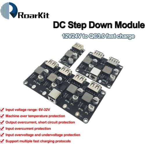 USB QC3.0 QC2.0 KC24 DC Buck Converter Charging Step Down Module 6-32V 9V 12V 24V to Fast Quick Charger Circuit Board 3V 5V