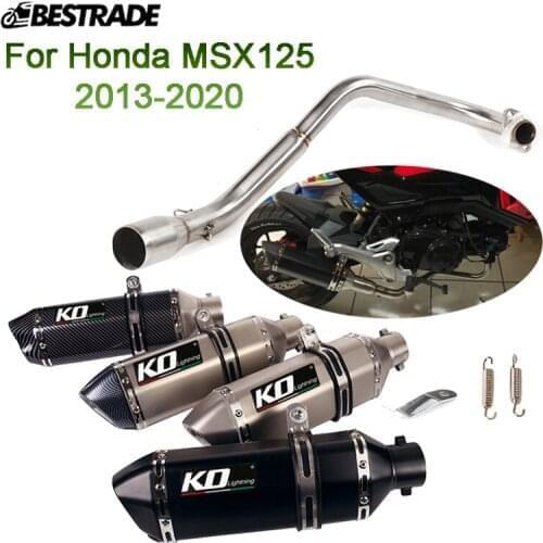 Motorcycle Exhaust System For Honda MSX125 2013-2020 Muffler Silencer Pipe Slip On 51mm Front Mid Header Tube Stainless Steel