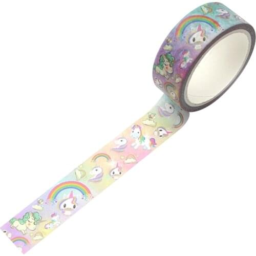 1 Roll Japanese Stationery Kawaii and Cute Unicorn Washi Masking Tape Washi Tape Scrapbooking Decorative Adhesive Tapes Paper