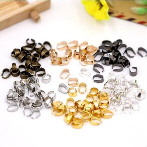 100pcs 6x5/9x6/11x6mm Metal Hook Pendant Clasps Pinch Clips Bail Pendants Clasps Claw Bail for Necklace Jewelry Accessory