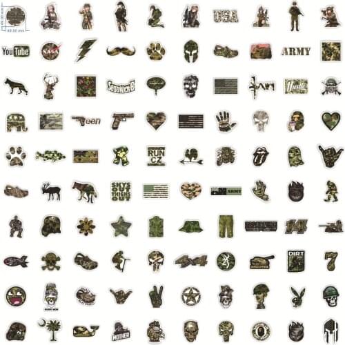 100PCS VSCO Camouflage Style Car Stickers for Bike Computer Laptop Skin Scooter Motorcycle Skateboard Cartoon Cool Girl Sticker