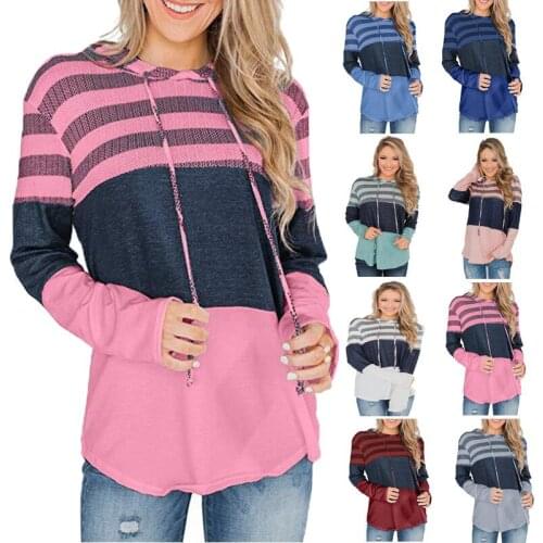 2019 autumn coat loose hoodie pullover long sleeve stitching contrast hoodies women womens clothing