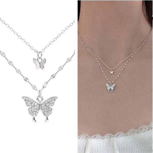 2021 New Arrival Silver 925 Clavilce Necklace For Women Jewelry Fashion Lady Double Layer Chain Necklaces Girl Zircon Choker