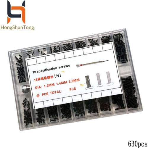 360pcs/set Carbon steel Small screws M1.2 M1.4 M2 Cross Countersunk Flat Head Tail Self Tapping Screw Black KB Micro Screws