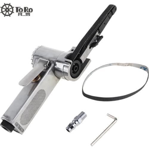 7100 10mm Pneumatic Air Belt Sander Drawing Machine Polishing Grinding Die-casting Aluminum Tools with 2pcs Sanding Belts